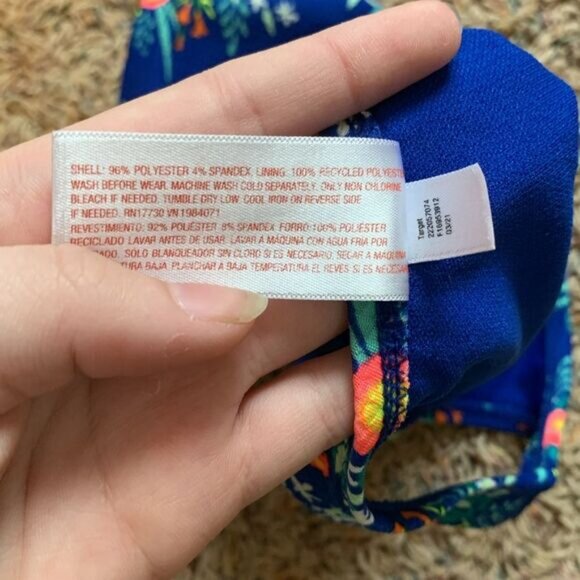 Cat & Jack Girls Bright Neon Floral Asymmetrical Swimsuit Tankini Tank Top - Picture 5 of 5